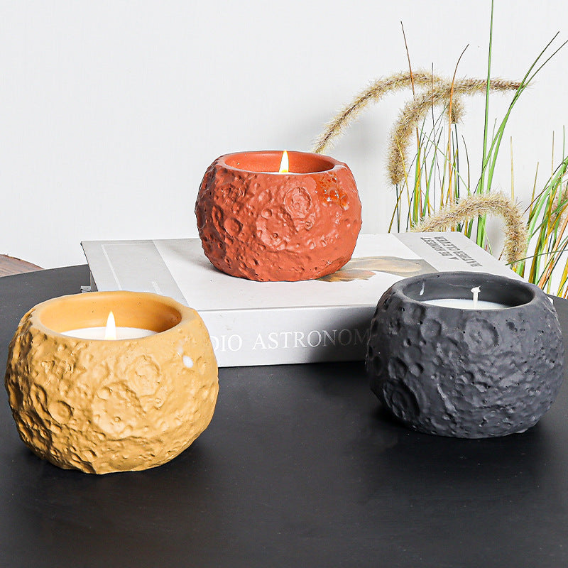 Planet Terrain Scented Candle – Handmade Soy Wax in Textured Ceramic Cup | Earthy Planetary Candle for Home Decor & Gifting