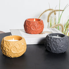 Planet Terrain Scented Candle – Handmade Soy Wax in Textured Ceramic Cup | Earthy Planetary Candle for Home Decor & Gifting